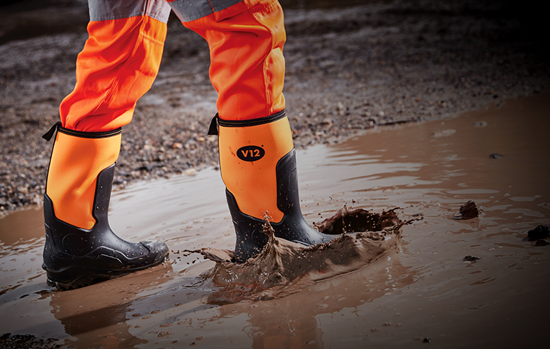 Rubber boots over work on sale boots